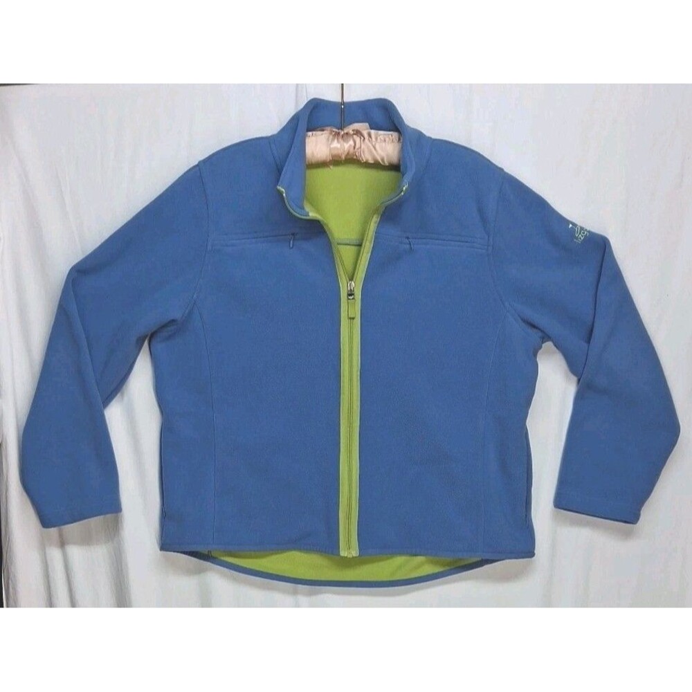 LizGolf Large Blue Womens Full Zip Fleece Golf Jacket Athleisure Spring Logo